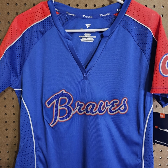 Fanatics Women's Atlanta Braves Branded RoyalBlue/Red True Classic Raglan Jersey - Picture 2 of 8